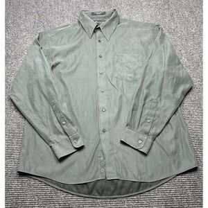 Brandini le collezioni Shirt Mens Large Sage Green Button Long Sleeve Suede Feel